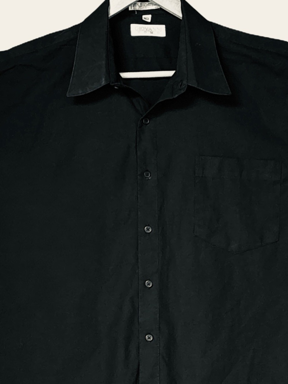 Giovanni Uomo Black Dress Shirt 17.5 | Men's Long Sleeve Cotton Blend 34-35